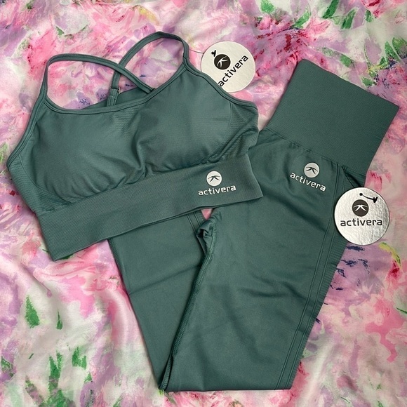 Activera Pants - Brand New Activera High Waist Tummy Control Leggings & Padded Sports Bra Set
